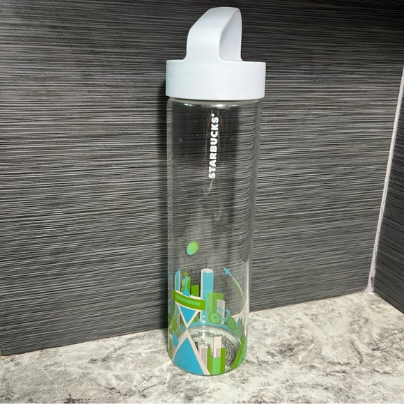STARBUCKS SEATTLE WA You Are Here Collection 18.5oz GLASS Water Bottle Clear - Picture 1 of 6